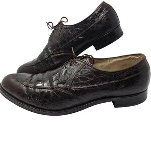 Nettleton Traditionals Vintage Brown Crocodiles Leather Oxfords, Men's 11.5B